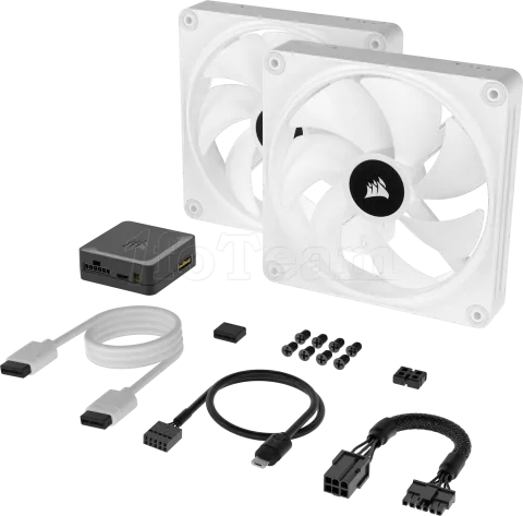 Photo de Lot de 2 Ventilateurs de boitier Corsair iCue Link QX RGB - 14cm (Blanc)