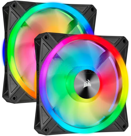 Photo de Lot de 2 Ventilateurs de boitier Corsair iCue QL140 PWM RGB 14cm (Noir)