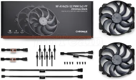 Photo de Lot de 2 Ventilateurs de boitier Noctua NF-A14x25r G2 - 14cm (Noir)
