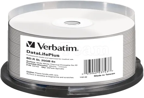 Photo de Lot de 25 Blu-Ray 6x Verbatim 25Go imprimable