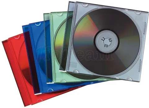 Photo de Lot de 25 Boites de rangement Fellowes Slimline pour CD/DVD (Coloris assortis)