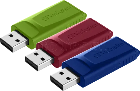 Photo de Lot de 3 Clés USB 2.0 Verbatim Slider - 16Go (Rouge/Bleu/Vert)