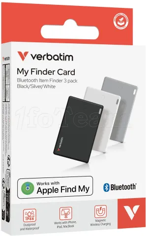 Photo de Lot de 3 Trackers Bluetooth Verbatim My Finder Card pour Apple