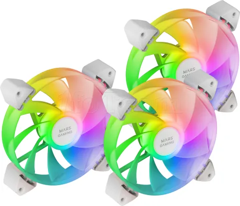 Photo de Lot de 3 Ventilateurs boitier Mars Gaming MF-3AR RGB - 12cm (Blanc)