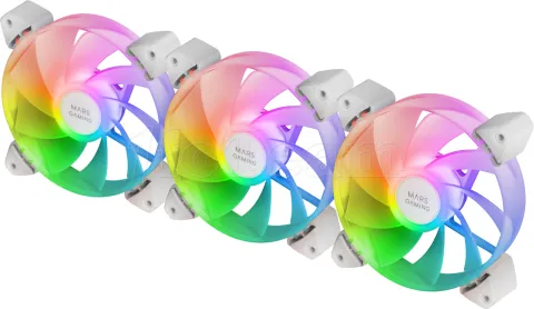 Photo de Lot de 3 Ventilateurs boitier Mars Gaming MF-3AR RGB - 12cm (Blanc)
