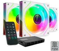 Photo de Lot de 3 Ventilateurs boitier Mars Gaming MF-3DPROKIT - 12cm (Blanc)