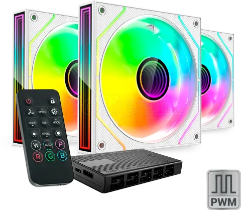 Photo de Lot de 3 Ventilateurs boitier Mars Gaming MF-3DPROKIT - 12cm (Blanc)