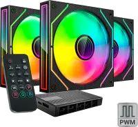 Photo de Lot de 3 Ventilateurs boitier Mars Gaming MF-3DPROKIT aRGB - 12cm (Noir)