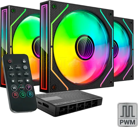 Photo de Lot de 3 Ventilateurs boitier Mars Gaming MF-3DPROKIT aRGB - 12cm (Noir)