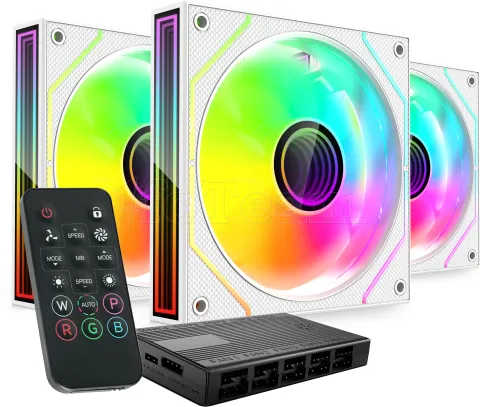 Photo de Lot de 3 Ventilateurs boitier Mars Gaming MF-3DProKit RGB - 12cm (Blanc)