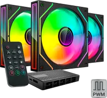 Photo de Lot de 3 Ventilateurs boitier Mars Gaming MF-3DProKit RGB - 12cm (Noir)