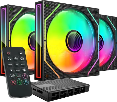 Photo de Lot de 3 Ventilateurs boitier Mars Gaming MF-3DProKit RGB - 12cm (Noir)