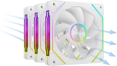 Photo de Lot de 3 Ventilateurs boitier Mars Gaming MF-LinkFinity 2 Reverse RGB - 12cm (Blanc)