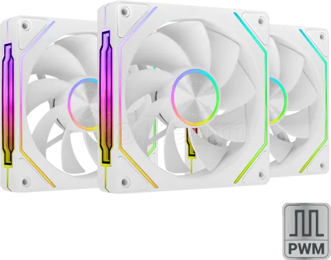 Photo de Lot de 3 Ventilateurs boitier Mars Gaming MF-LinkFinity 2 Reverse RGB - 12cm (Blanc)