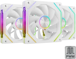 Photo de Lot de 3 Ventilateurs boitier Mars Gaming MF-LinkFinity 2 Reverse RGB - 12cm (Blanc)