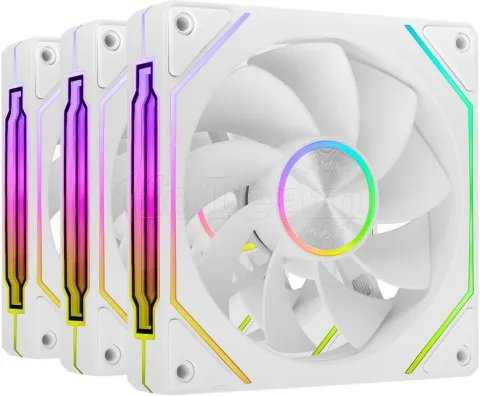 Photo de Lot de 3 Ventilateurs boitier Mars Gaming MF-LinkFinity 2 Reverse RGB - 12cm (Blanc)