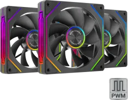 Photo de Lot de 3 Ventilateurs boitier Mars Gaming MF-LinkFinity 2 Reverse RGB - 12cm (Noir)