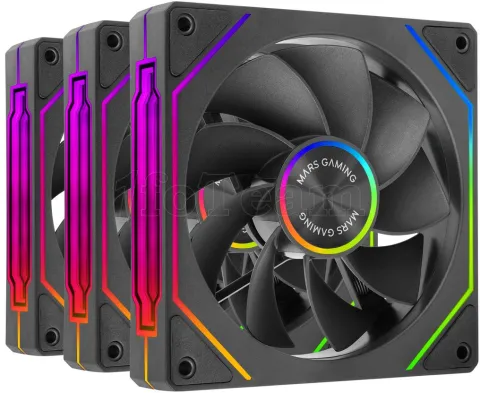 Photo de Lot de 3 Ventilateurs boitier Mars Gaming MF-LinkFinity 2 Reverse RGB - 12cm (Noir)