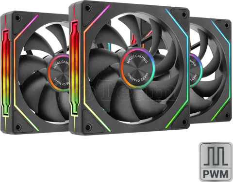 Photo de Lot de 3 Ventilateurs boitier Mars Gaming MF-LinkFinity 2 RGB - 12cm (Noir)