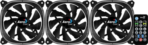 Photo de Lot de 3 Ventilateurs de boitier AeroCool Astro 12 Pro RGB 12cm (Noir)