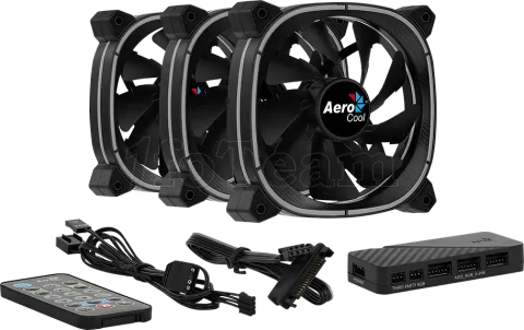 Photo de Lot de 3 Ventilateurs de boitier AeroCool Astro 12 Pro RGB 12cm (Noir)