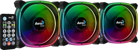 Photo de Lot de 3 Ventilateurs de boitier AeroCool Astro 12 Pro RGB 12cm (Noir)