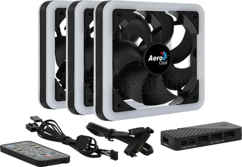 Photo de Lot de 3 Ventilateurs de boitier AeroCool Edge 14 Pro RGB 14cm (Noir)