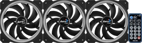 Photo de Lot de 3 Ventilateurs de boitier AeroCool Orbit RC RGB 12cm (Noir) avec télécommande
