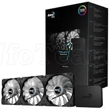 Photo de Lot de 3 Ventilateurs de boitier AeroCool P7-F12 Pro RGB 12cm (Noir) avec Hub -- Id : 159116