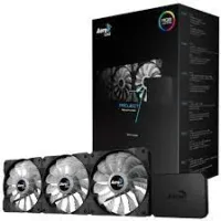 Photo de Lot de 3 Ventilateurs de boitier AeroCool P7-F12 Pro RGB 12cm (Noir) avec Hub -- Id : 159116