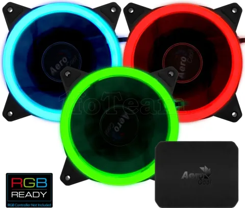 Photo de Lot de 3 Ventilateurs de boitier AeroCool Rev RGB Pro 12cm (Noir)