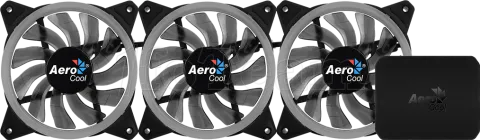 Photo de Lot de 3 Ventilateurs de boitier AeroCool Rev RGB Pro 12cm (Noir)