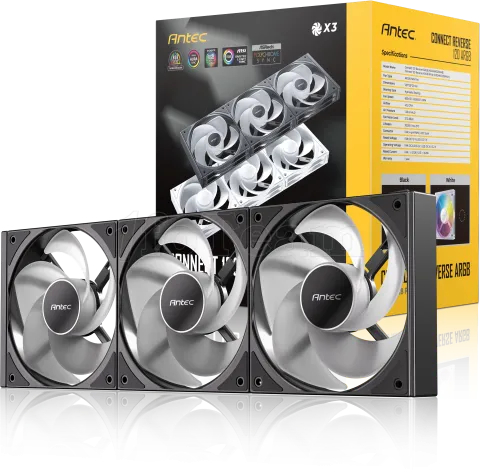Photo de Lot de 3 Ventilateurs de boitier Antec Connect Reverse - 12cm (Noir)