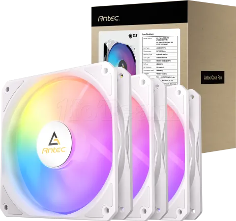 Photo de Lot de 3 Ventilateurs de boitier Antec P12 RGB - 12cm (Blanc)