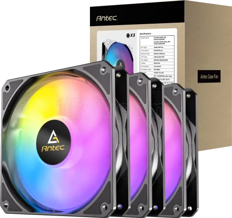 Photo de Lot de 3 Ventilateurs de boitier Antec P12 RGB - 12cm (Noir)