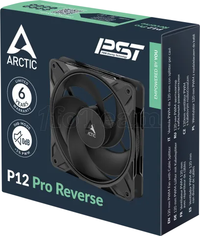 Photo de Lot de 3 Ventilateurs de boitier Arctic P12 Pro Reverse - 12cm (Noir)