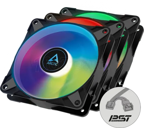 Photo de Lot de 3 Ventilateurs de boitier Arctic P12 PWM PST aRGB - 12cm (Noir)