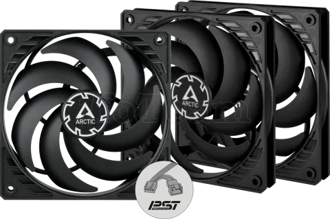 Photo de Lot de 3 Ventilateurs de boitier Arctic P12 Slim PST - 12cm (Noir)