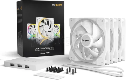 Photo de Lot de 3 Ventilateurs de boitier Be Quiet Light Wings High Speed RGB - 12cm (Blanc)