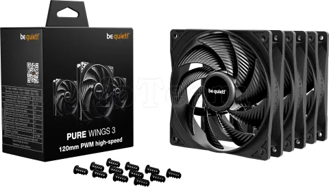 Photo de Lot de 3 Ventilateurs de boitier be quiet! Pure Wings 3 Haute Vitesse PWM - 12cm (Noir)