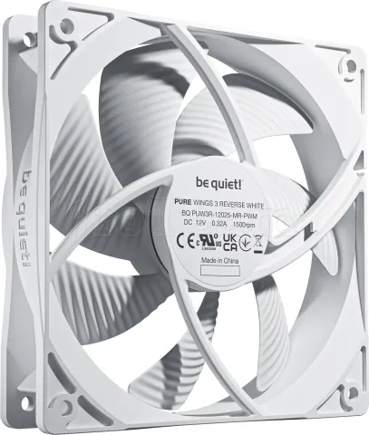 Photo de Lot de 3 Ventilateurs de boitier be quiet! Pure Wings 3 PWM Reverse - 12cm (Blanc)