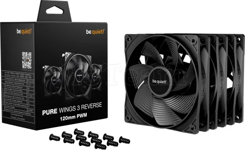 Photo de Lot de 3 Ventilateurs de boitier be quiet! Pure Wings 3 PWM Reverse - 12cm (Noir)