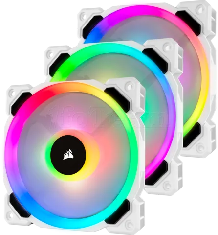 Photo de Lot de 3 Ventilateurs de boitier Corsair Dual Light Loop LL120 RGB - 12cm (Blanc)