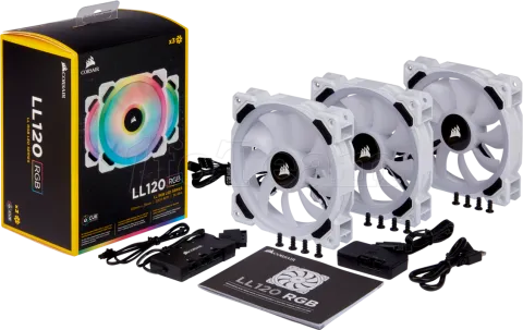 Photo de Lot de 3 Ventilateurs de boitier Corsair Dual Light Loop LL120 RGB - 12cm (Blanc)