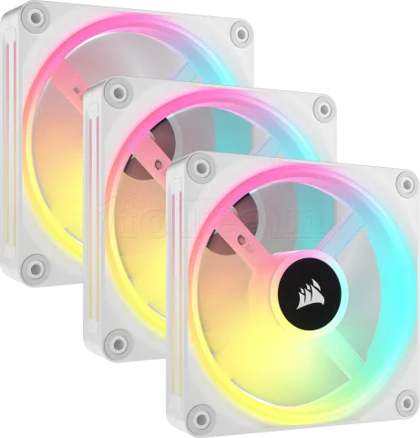 Photo de Lot de 3 Ventilateurs de boitier Corsair iCue Link QX RGB - 12cm (Blanc)