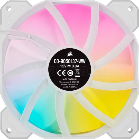 Photo de Lot de 3 Ventilateurs de boitier Corsair iCue SP120 Elite Performance PWM RGB - 12cm (Blanc)