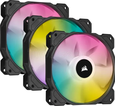 Photo de Lot de 3 Ventilateurs de boitier Corsair iCue SP120 Elite Performance PWM RGB - 12cm (Noir)