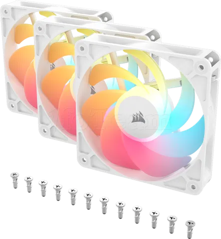 Photo de Lot de 3 Ventilateurs de boitier Corsair RS Reverse RGB - 12cm (Blanc)