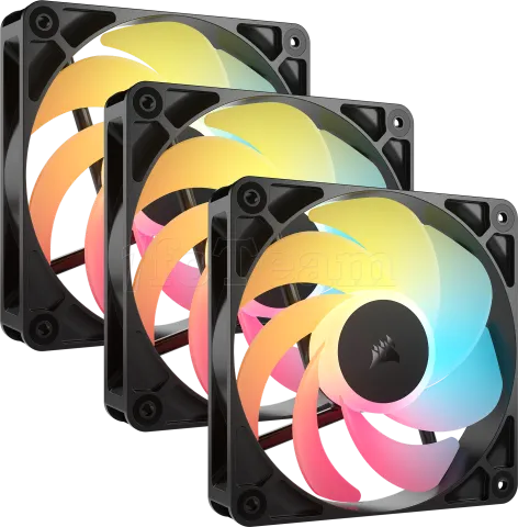 Photo de Lot de 3 Ventilateurs de boitier Corsair RS Reverse RGB - 12cm (Noir)