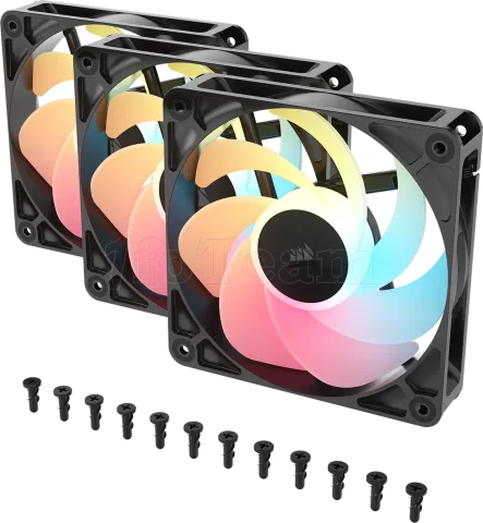 Photo de Lot de 3 Ventilateurs de boitier Corsair RS Reverse RGB - 12cm (Noir)